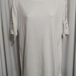 Karen Scott Women's Short Sleeve Top Size L White